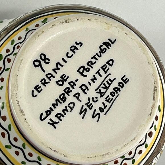 Ceramicas de Coimbra Portugal Hand Painted Small Pitcher 5.5"x5" Folk Art XVII - Picture 9 of 12